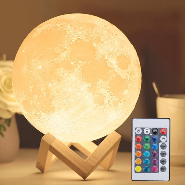 16-Color Moon Lamp With Remote & Stand – Creative LED Night Light